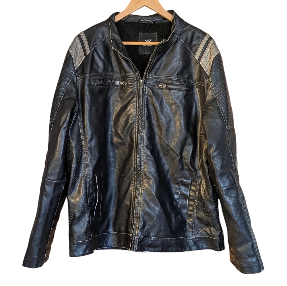 XRay Black Faux Leather Jacket with Gray Accents Mens XL Moto Streetwear Casual